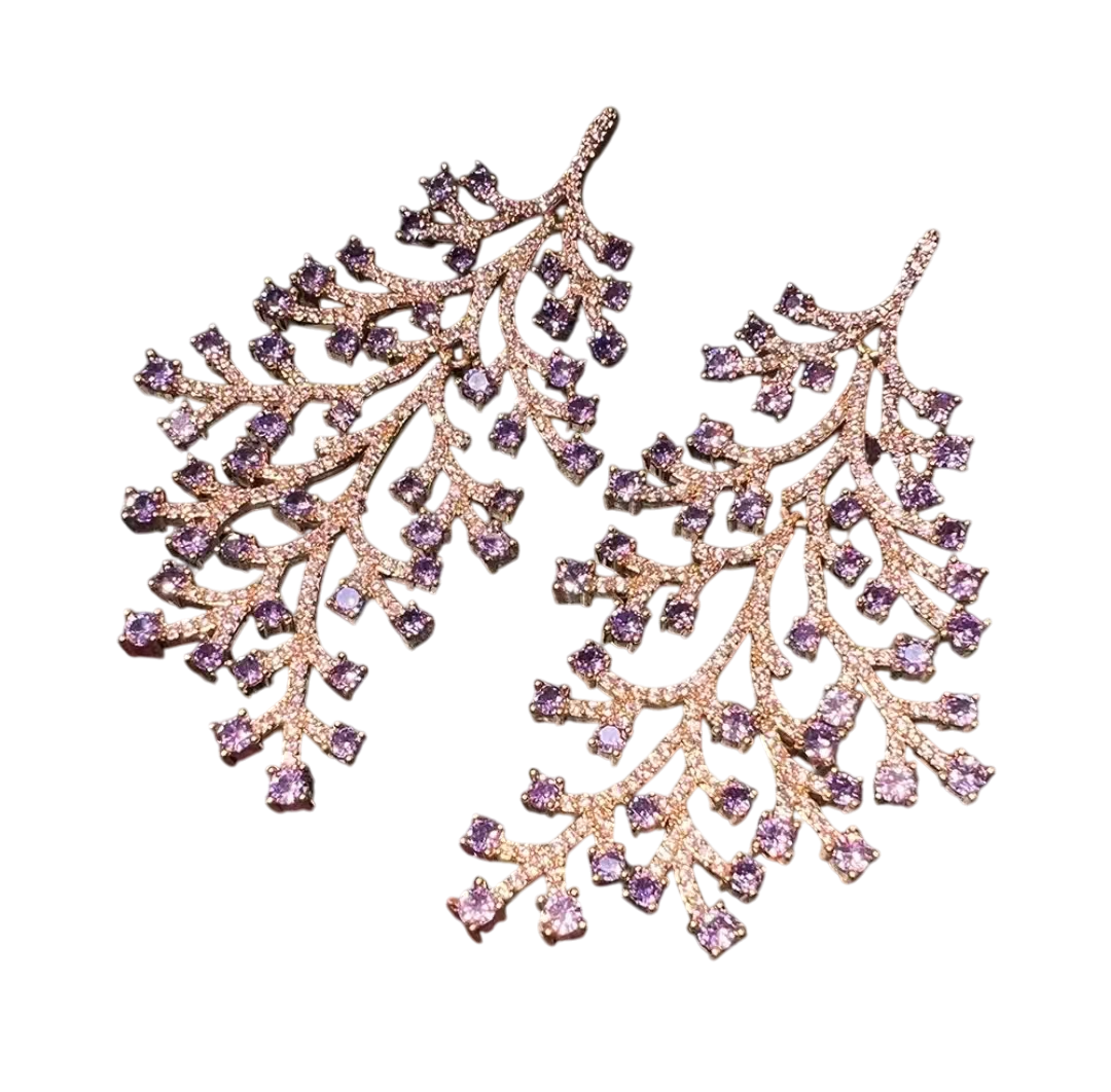 Amethyst Enchantment: Delicate Auroral Tree Earrings