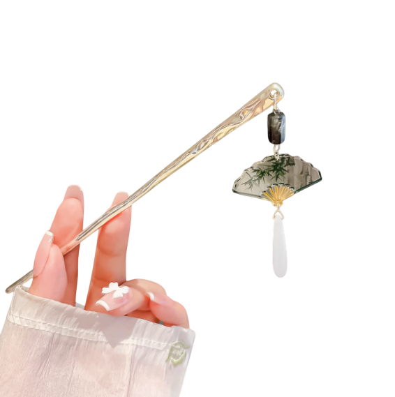 The Dance of the Folding Fan: A Tassel's Grace Hairpin / Hair stick