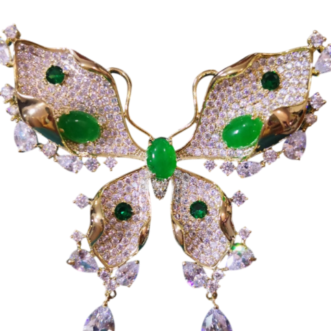 Whispers of Verdant Enchantment: An Emerald Green Butterfly's Gentle Caress Brooch