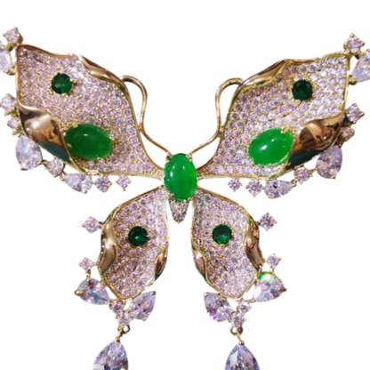 Whispers of Verdant Enchantment: An Emerald Green Butterfly's Gentle Caress Brooch
