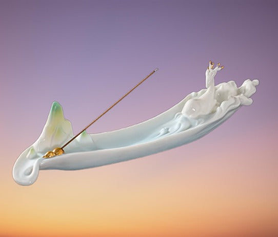 Ceramic Aromatherapy Incense Holder with Lucky Deer Companion