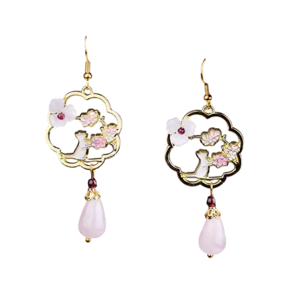 First Bloom of the Heart: Chinese Ancient-Style Imperial Blossom Earrings