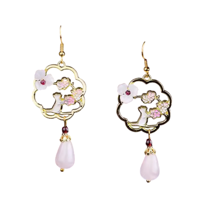 First Bloom of the Heart: Chinese Ancient-Style Imperial Blossom Earrings