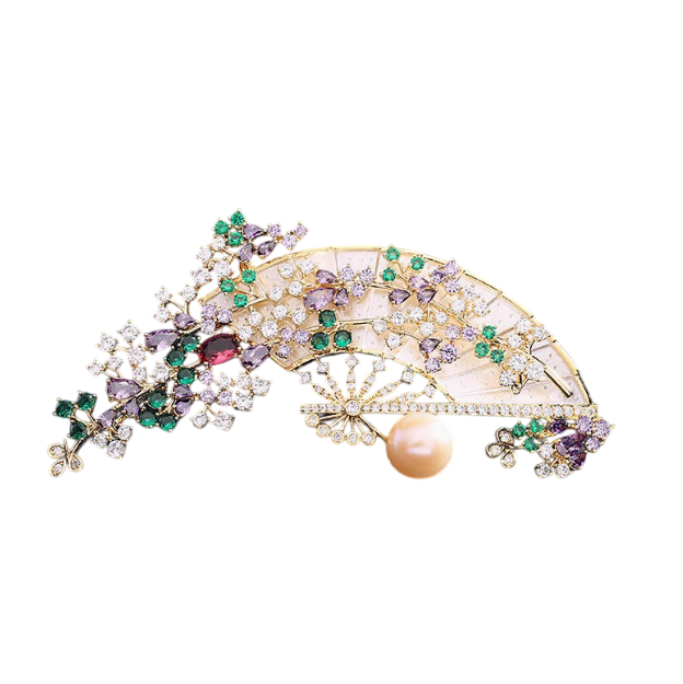 Whispers of Wisteria: A Folding Fan Brooch for the Soul
