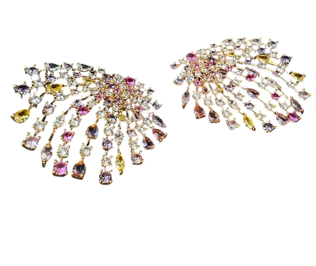 Charming Reverie: Enchanted Rainbow Crystal Earrings Adorned with Resplendent Radiance