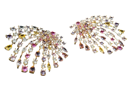 Charming Reverie: Enchanted Rainbow Crystal Earrings Adorned with Resplendent Radiance