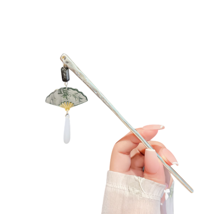 The Dance of the Folding Fan: A Tassel's Grace Hairpin / Hair stick