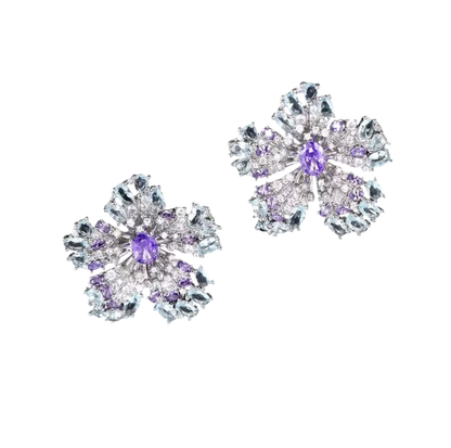 Whispers of Twilight: Enchanted Petals of Azure and Amethyst Earrings