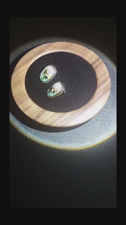 Secret Garden Ovals: Vintage Blossom Pearl Earrings