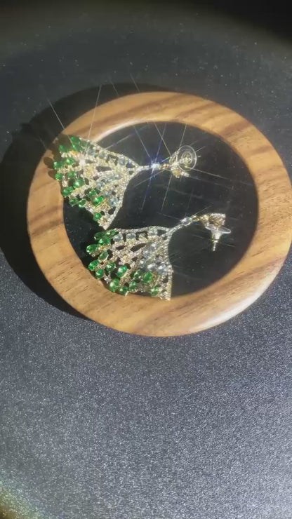 Ephemeral Dreams, Verdant Folding Fan: Romantic Bamboo-Patterned Earrings of the Orient