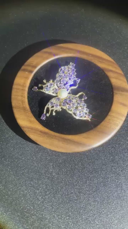 Whispers of Amethyst Wings: A Royal Pearl Butterfly Brooch